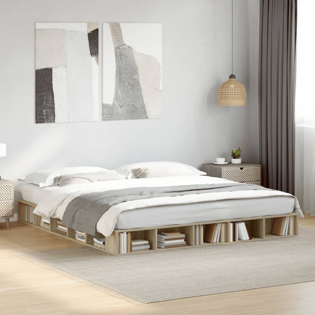 Cadre de lit sans matelas chêne sonoma 200x200 cm