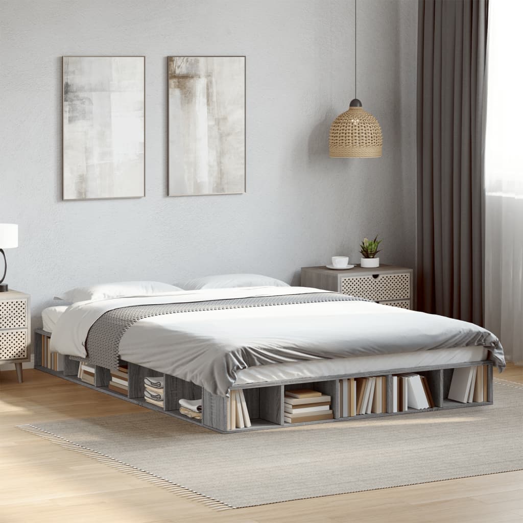 Cadre de lit sans matelas sonoma gris 160x200 cm