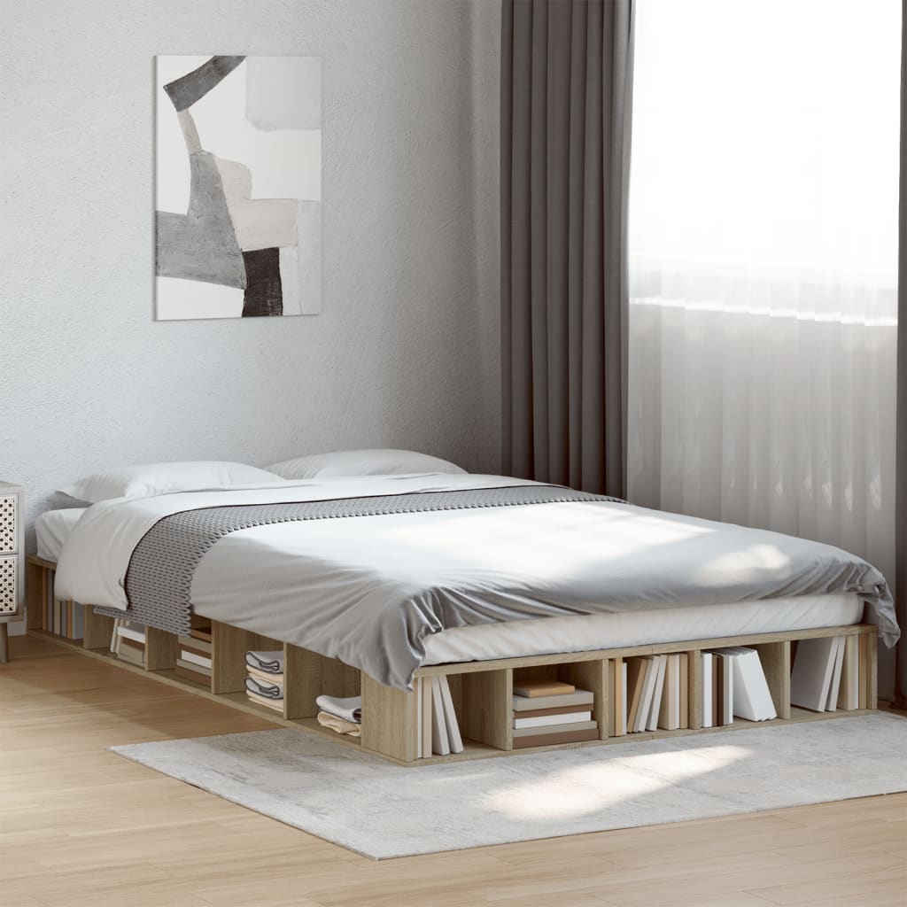 Cadre de lit sans matelas chêne sonoma 140x190 cm