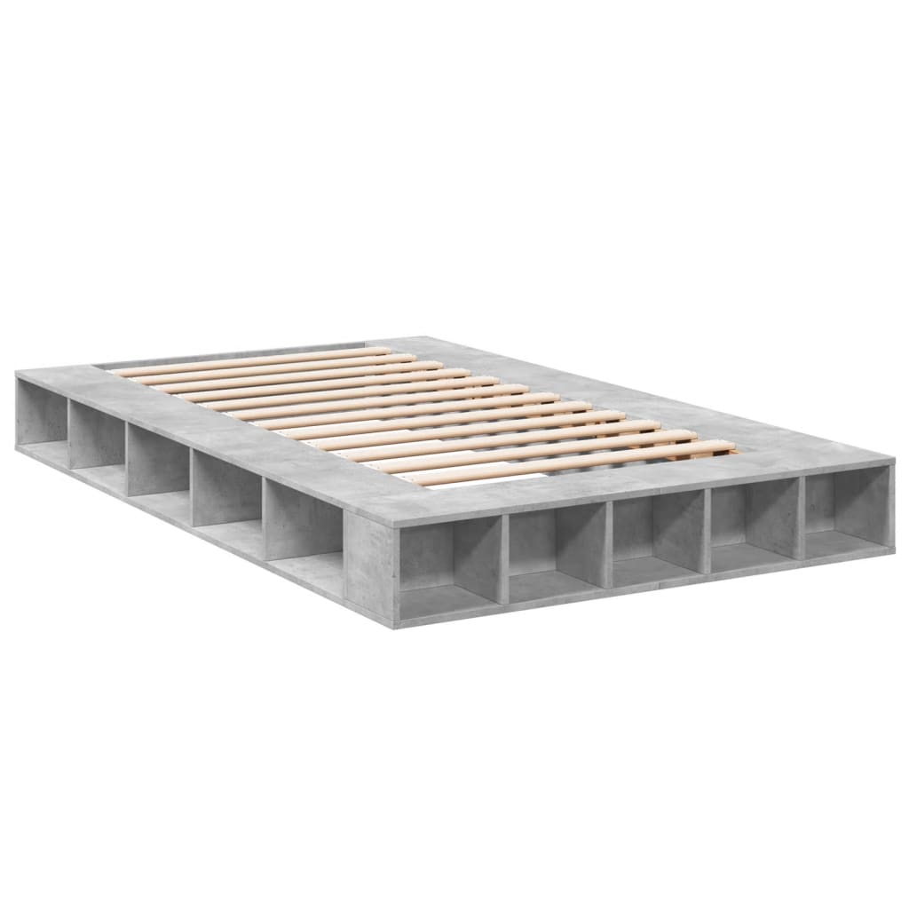 Cadre de lit sans matelas gris béton 140x190 cm