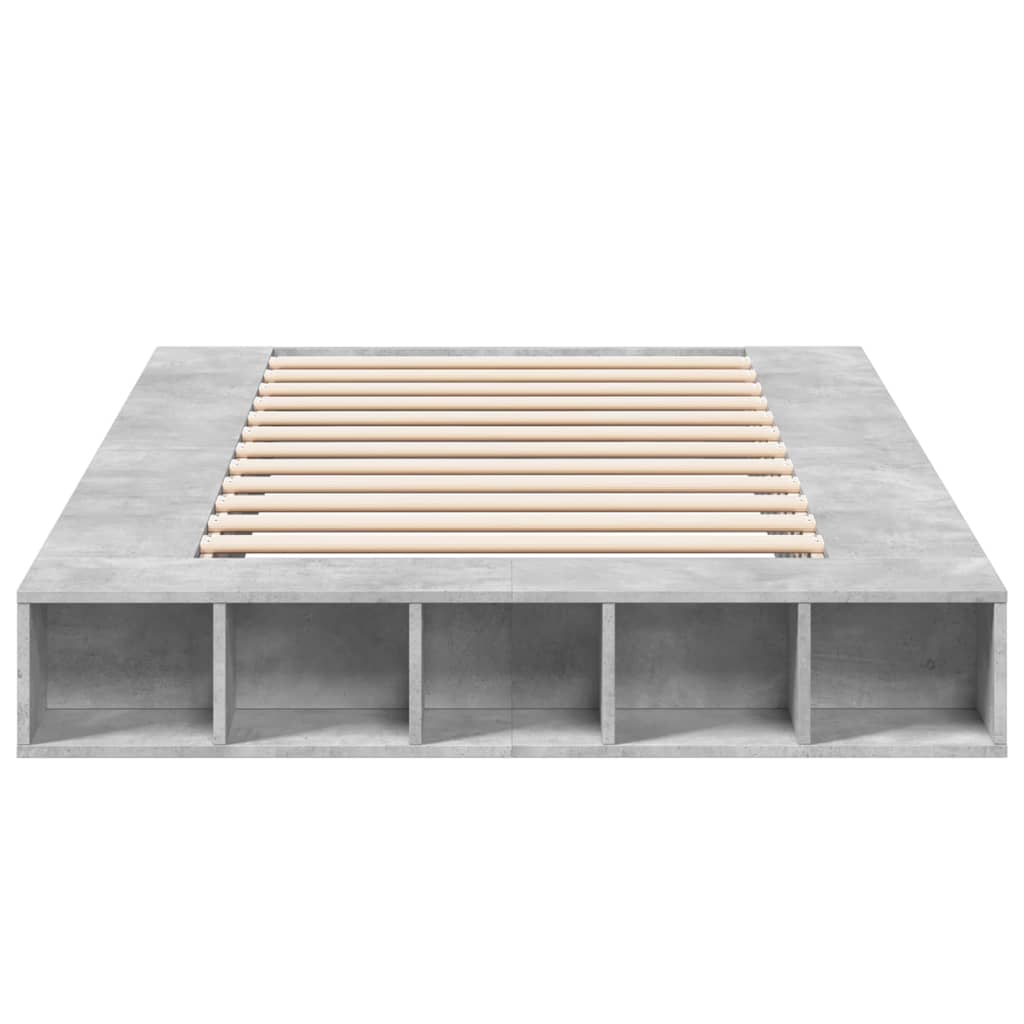 Cadre de lit sans matelas gris béton 135x190 cm