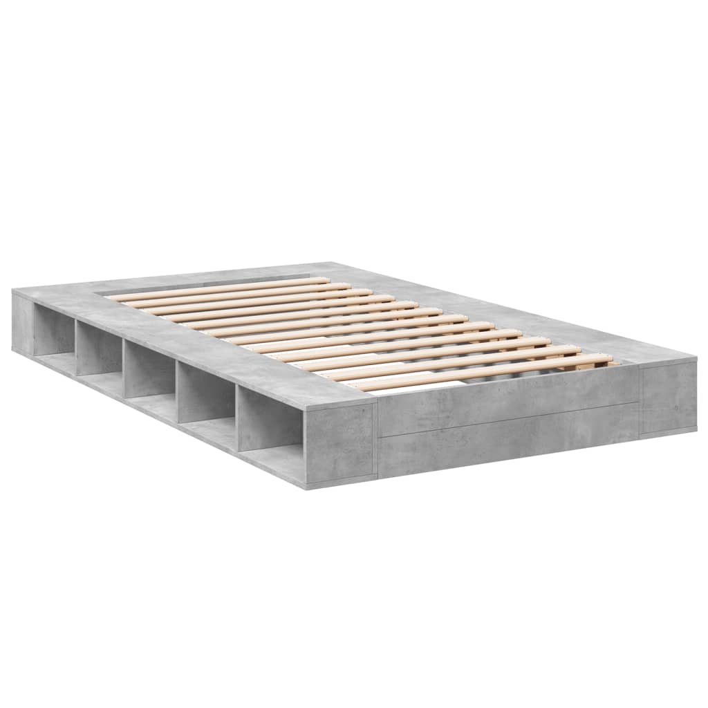 Cadre de lit sans matelas gris béton 135x190 cm