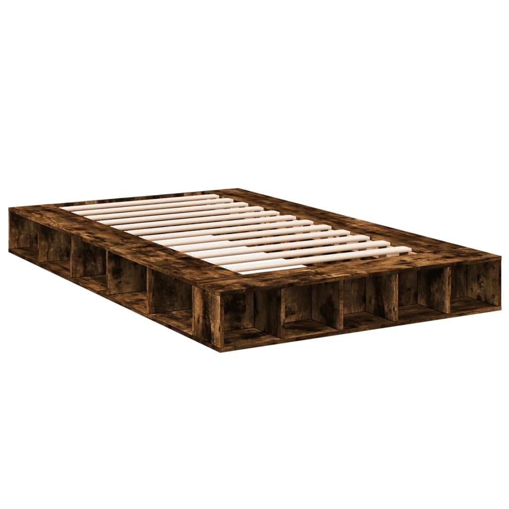 Cadre de lit sans matelas chêne fumé 135x190 cm