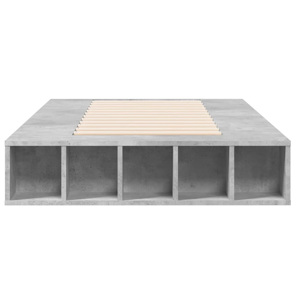 Cadre de lit sans matelas gris béton 100x200 cm