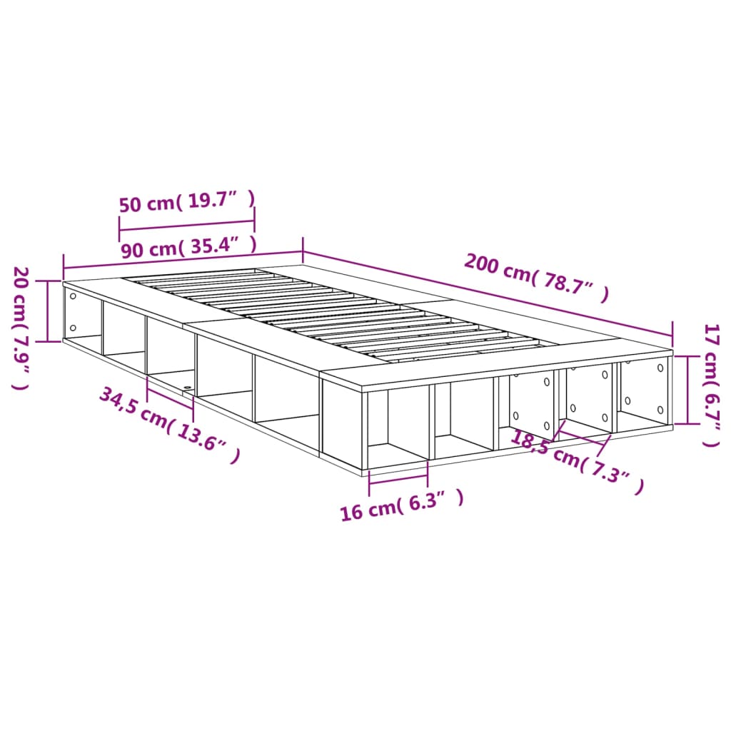 Cadre de lit sans matelas noir 90x200 cm