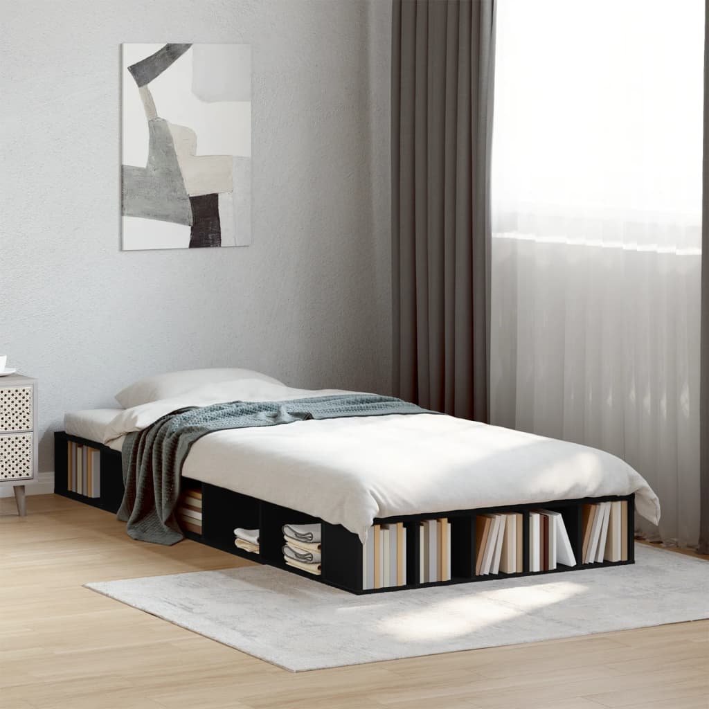 Cadre de lit sans matelas noir 90x200 cm