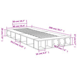 Cadre de lit sans matelas chêne fumé 90x200 cm