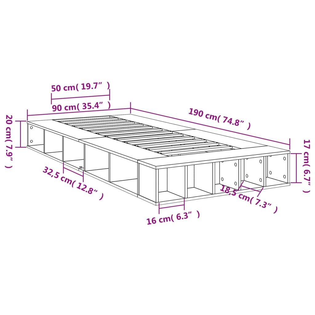 Cadre de lit sans matelas noir 90x190 cm