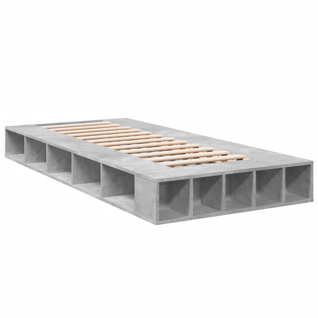 Cadre de lit sans matelas gris béton 90x190 cm