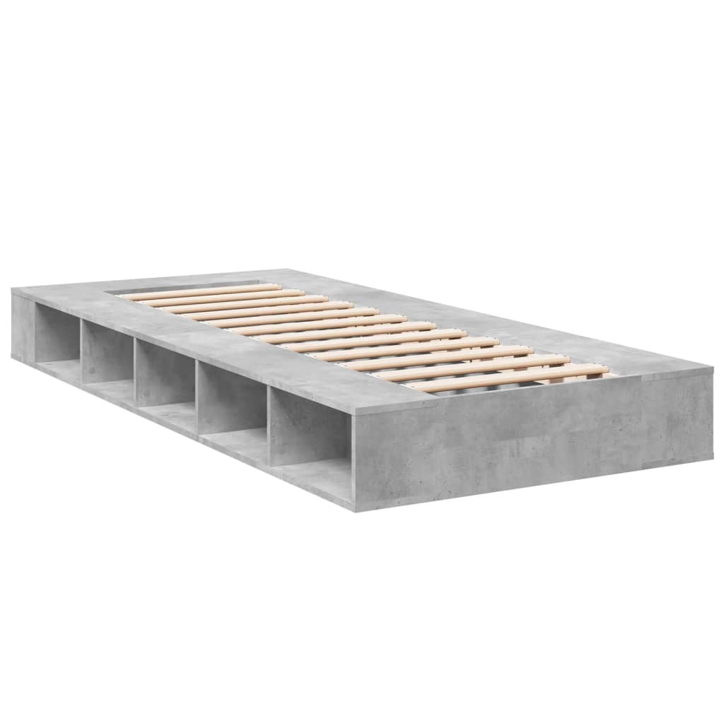 Cadre de lit sans matelas gris béton 90x190 cm