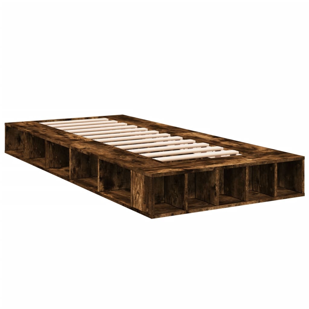 Cadre de lit sans matelas chêne fumé 90x190 cm