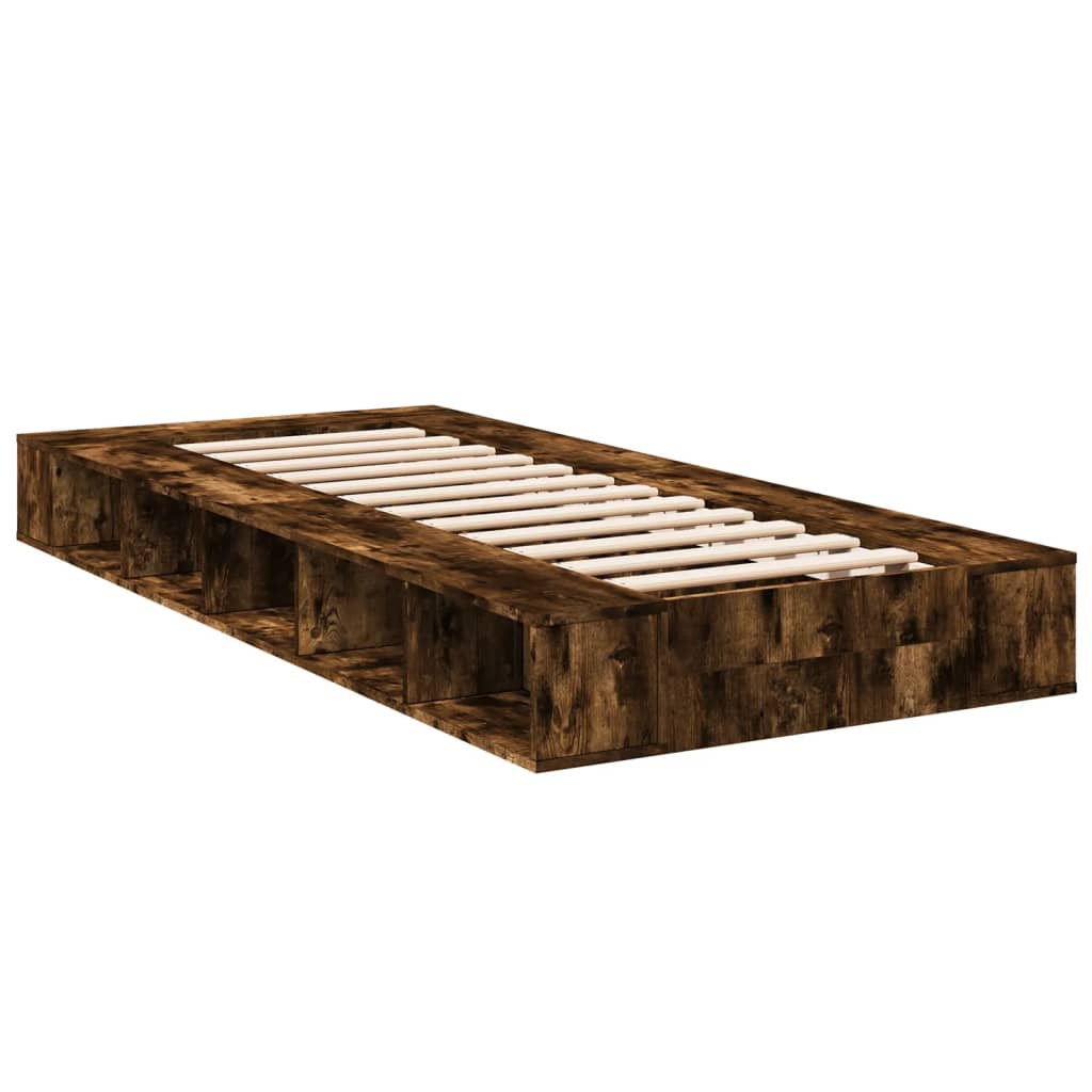 Cadre de lit sans matelas chêne fumé 90x190 cm