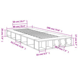 Cadre de lit sans matelas chêne fumé 90x190 cm