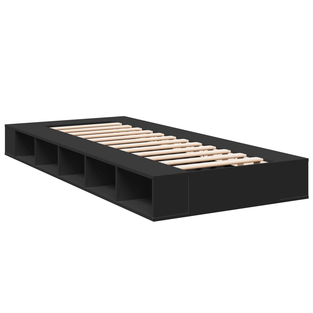 Cadre de lit sans matelas noir 75x190 cm