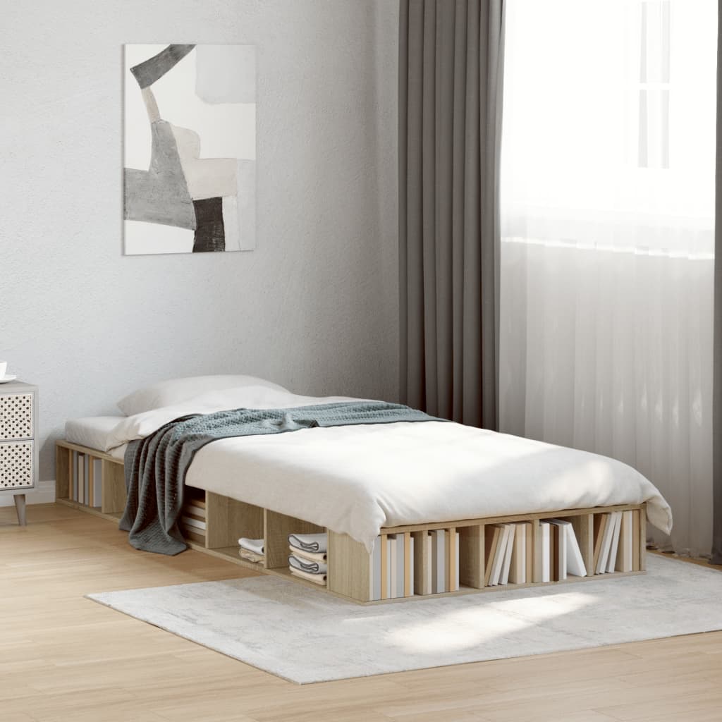 Bed frame without mattress sonoma oak 75x190 cm