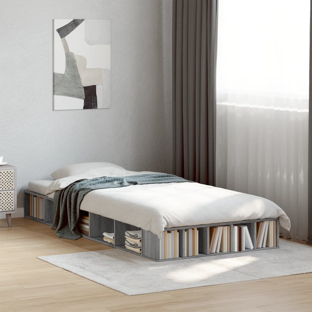 Cadre de lit sans matelas sonoma gris 75x190 cm