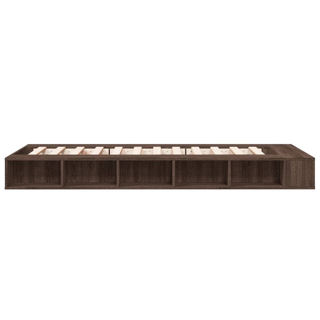 Bed frame without mattress brown oak 75x190 cm