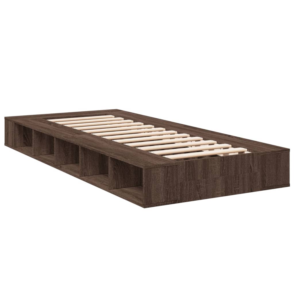 Bed frame without mattress brown oak 75x190 cm