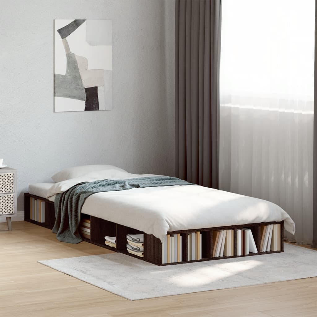 Bed frame without mattress brown oak 75x190 cm