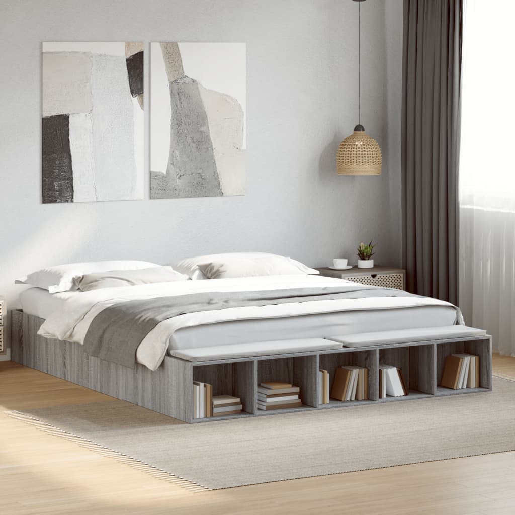 Cadre de lit sans matelas sonoma gris 200x200 cm