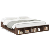 Bed frame without mattress brown oak 200x200 cm