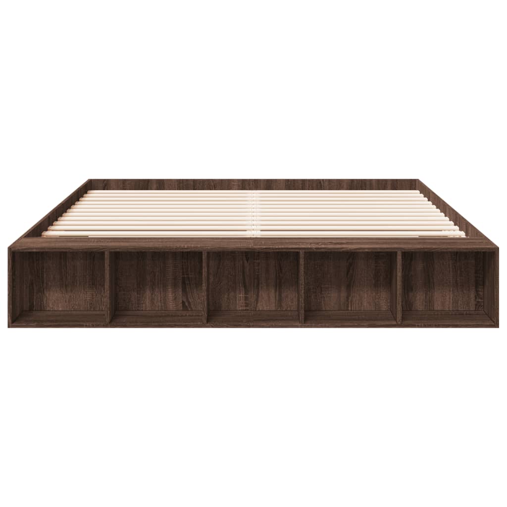 Bed frame without mattress brown oak 200x200 cm