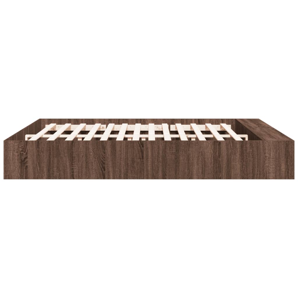 Bed frame without mattress brown oak 200x200 cm