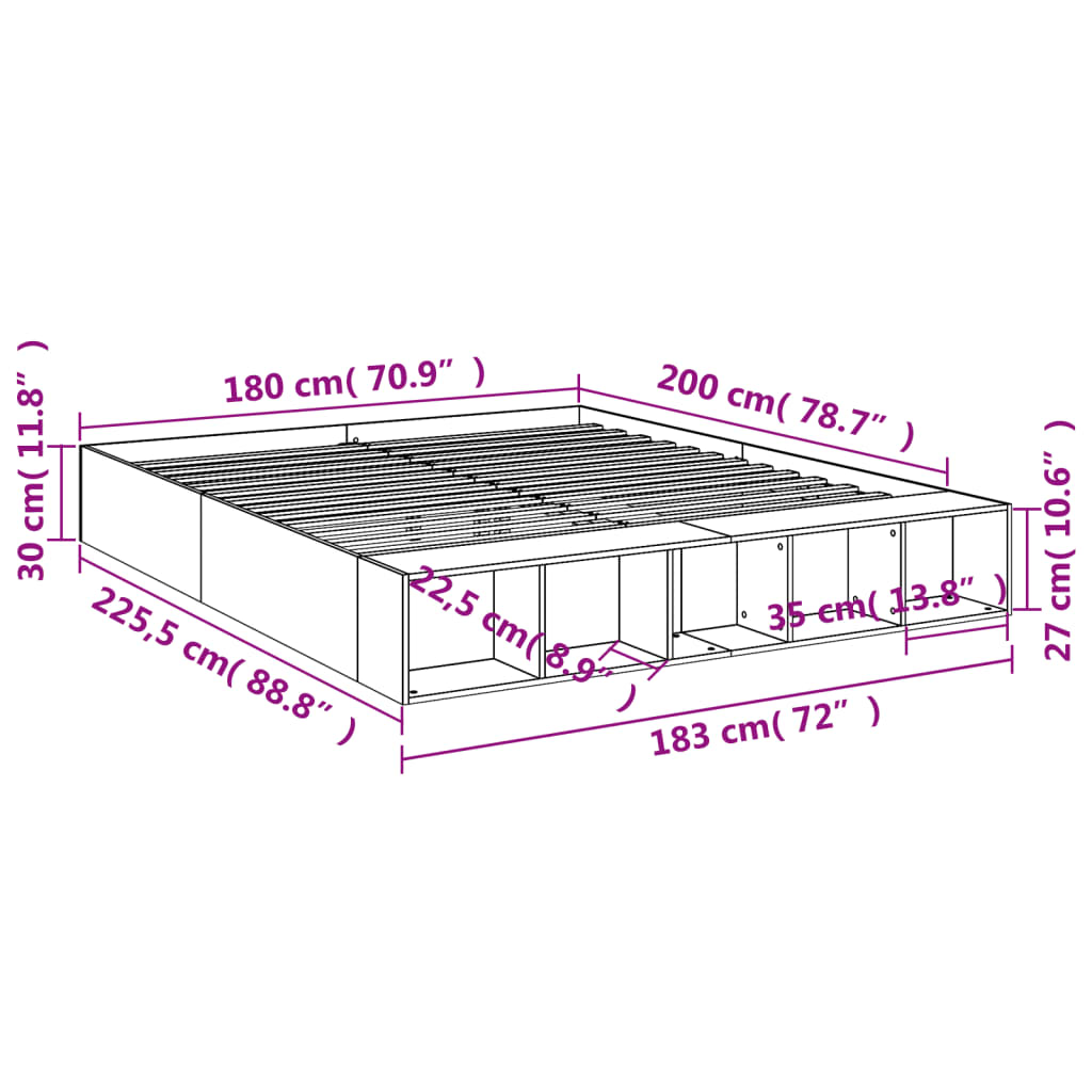 Cadre de lit sans matelas blanc 180x200 cm