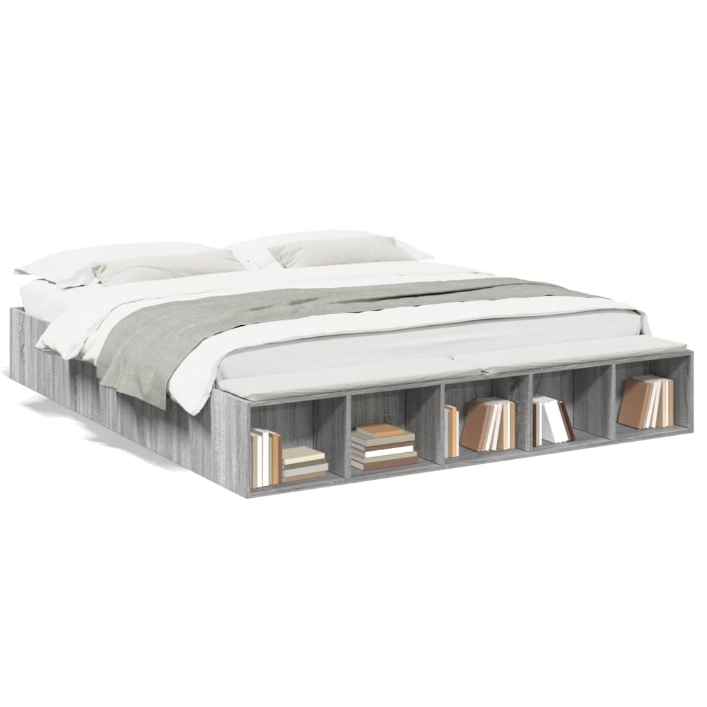 Cadre de lit sans matelas sonoma gris 180x200 cm