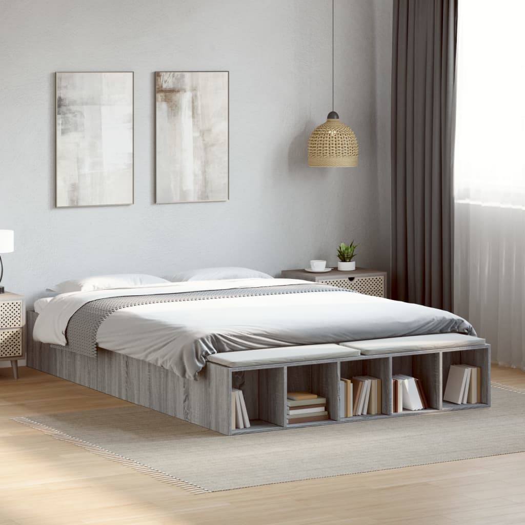 Cadre de lit sans matelas sonoma gris 160x200 cm