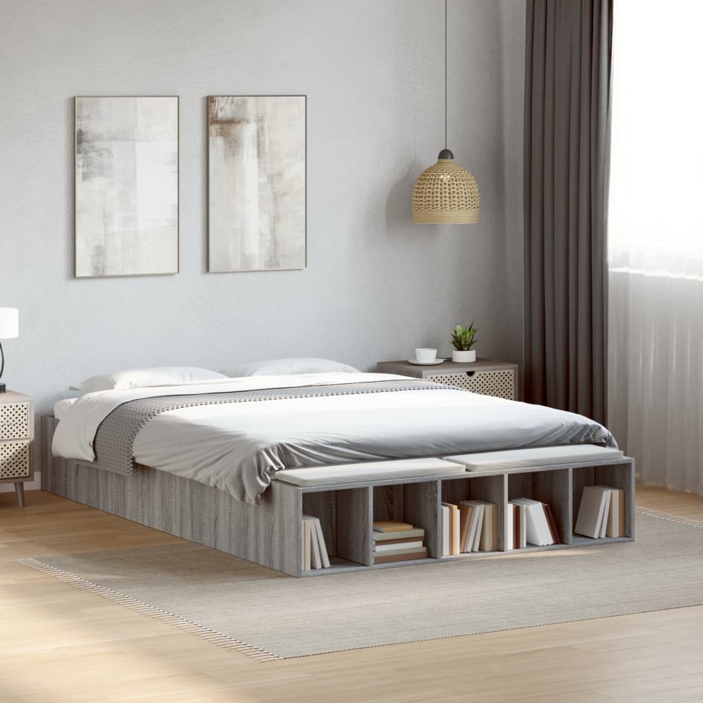 Cadre de lit sans matelas sonoma gris 120x200 cm