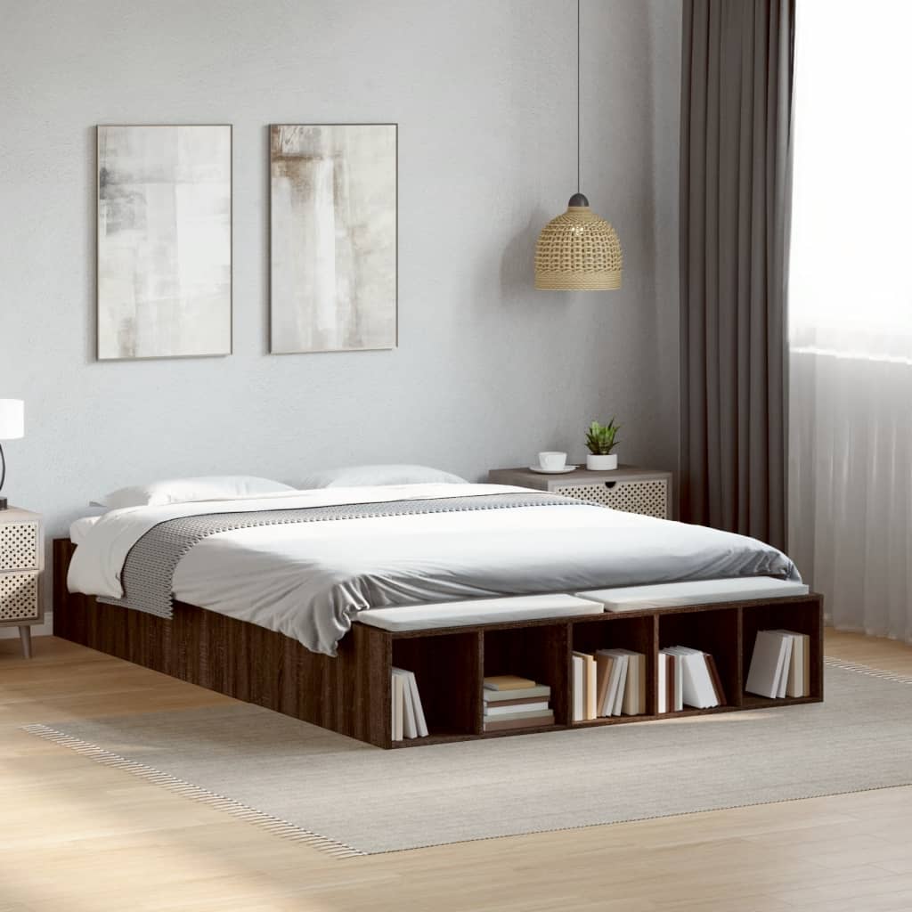 Cadre de lit sans matelas chêne marron 120x200 cm