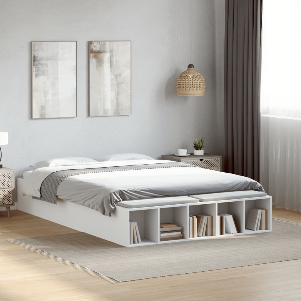 Cadre de lit sans matelas blanc 140x190 cm