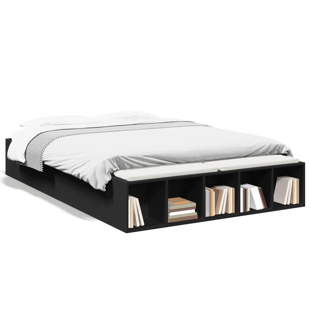 Cadre de lit sans matelas noir 140x190 cm