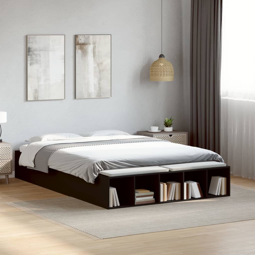 Cadre de lit sans matelas noir 140x190 cm