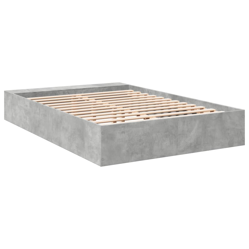 Cadre de lit sans matelas gris béton 140x190 cm