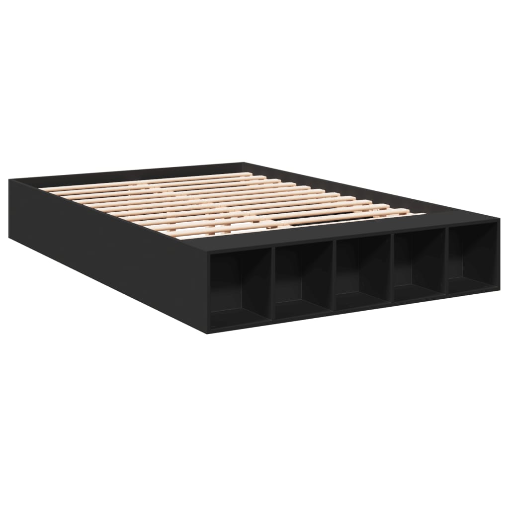 Cadre de lit sans matelas noir 135x190 cm