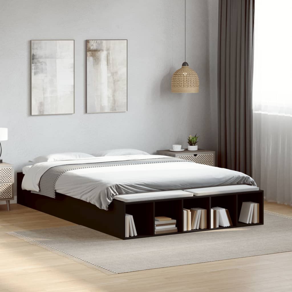 Cadre de lit sans matelas noir 135x190 cm