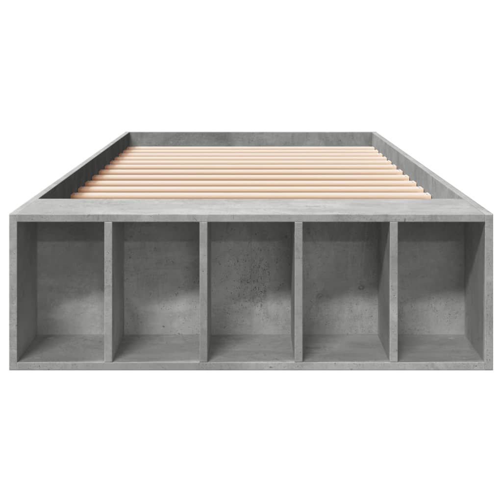 Cadre de lit sans matelas gris béton 90x200 cm