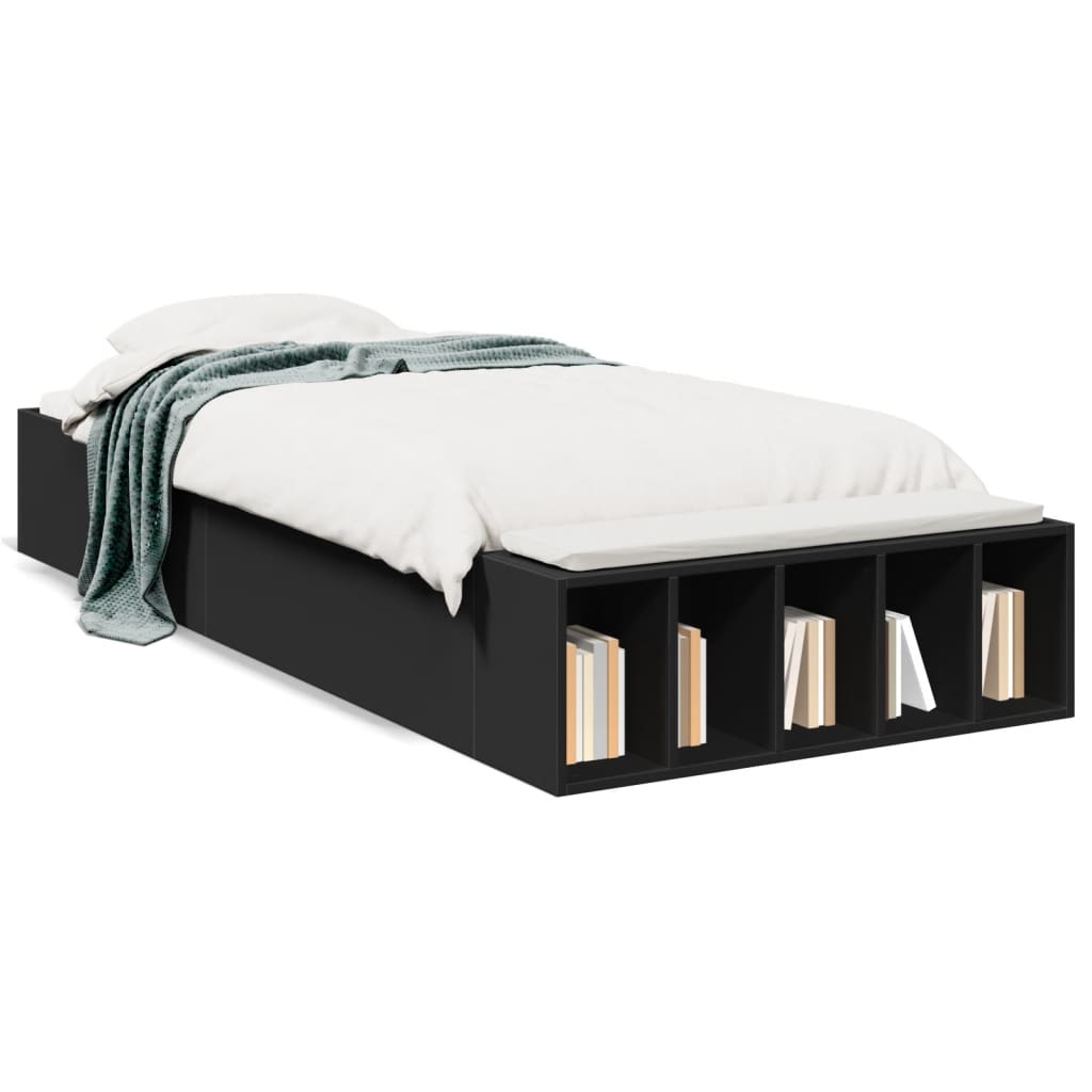 Cadre de lit sans matelas noir 75x190 cm