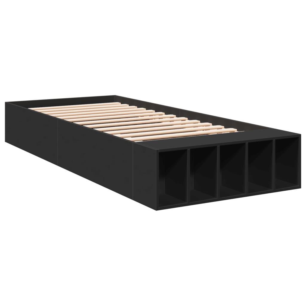 Cadre de lit sans matelas noir 75x190 cm