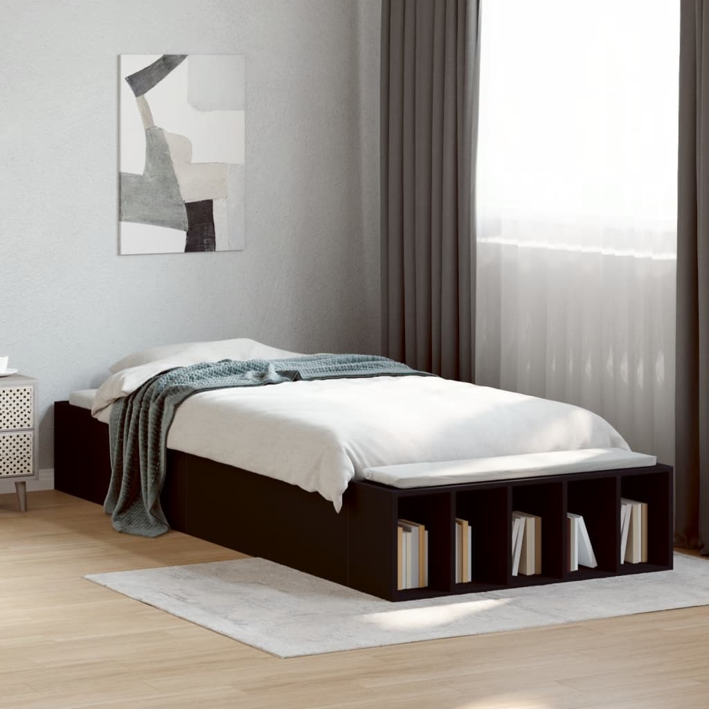 Bed frame without mattress black 75x190 cm