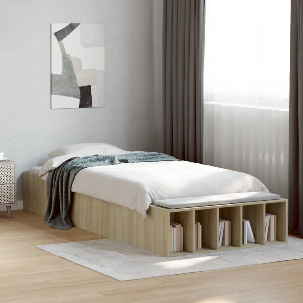 Cadre de lit sans matelas chêne sonoma 75x190 cm