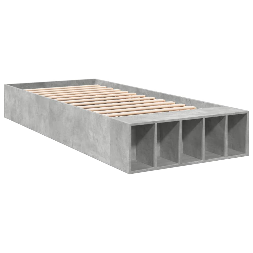 Cadre de lit sans matelas gris béton 75x190 cm