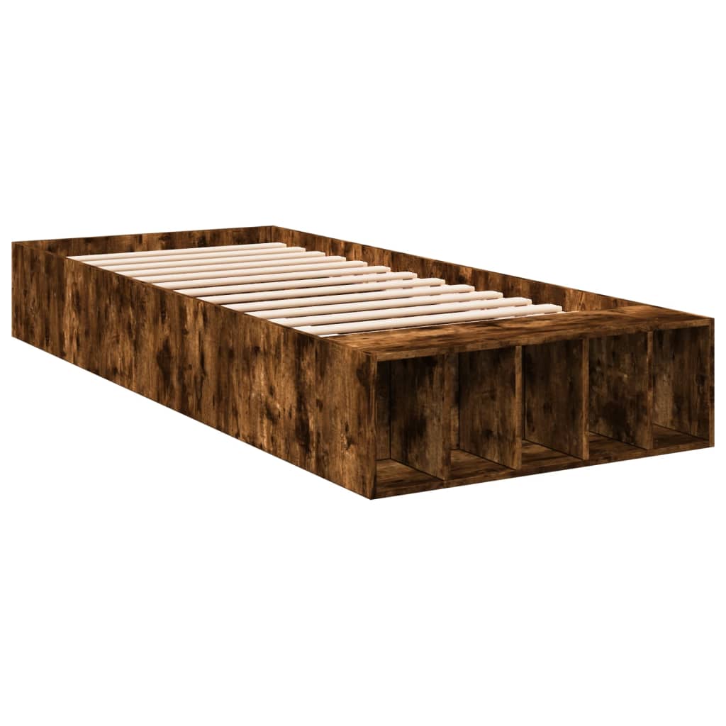 Cadre de lit sans matelas chêne fumé 75x190 cm