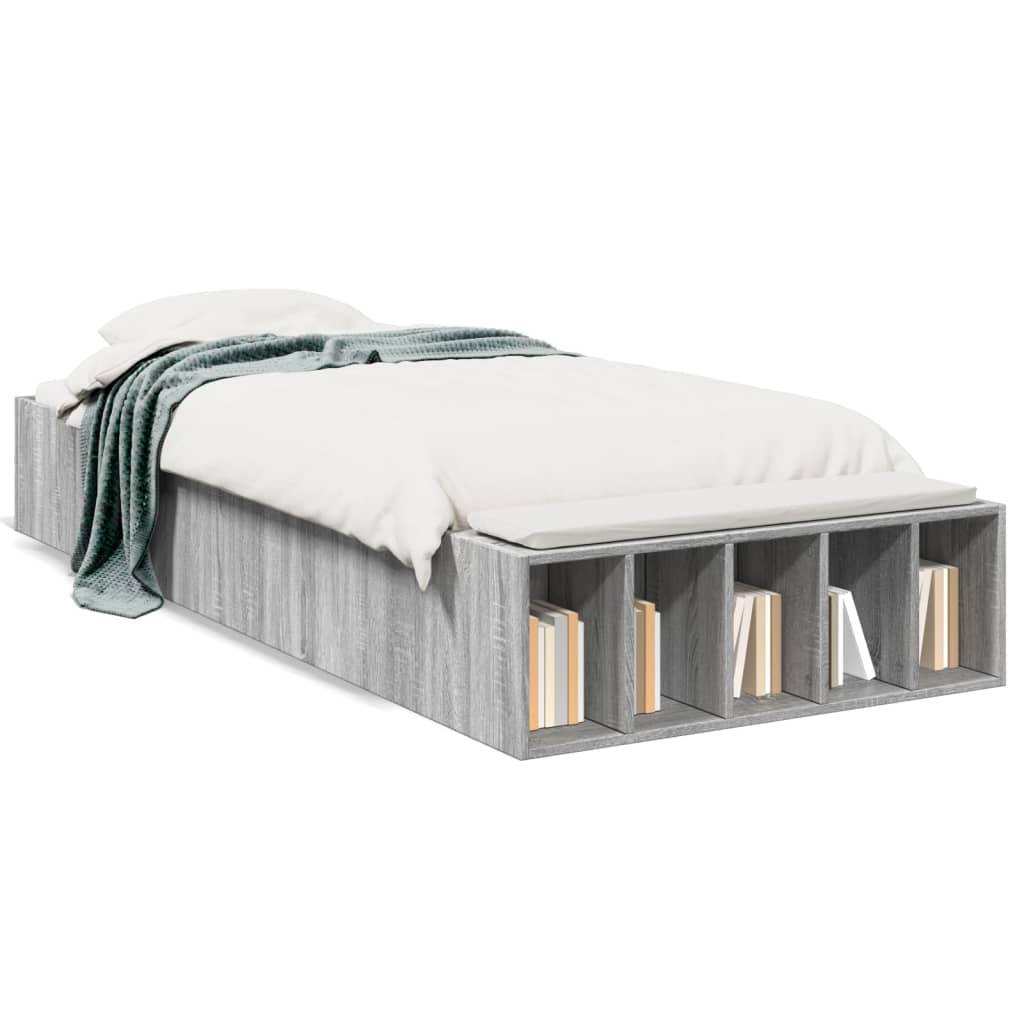 Cadre de lit sans matelas sonoma gris 75x190 cm