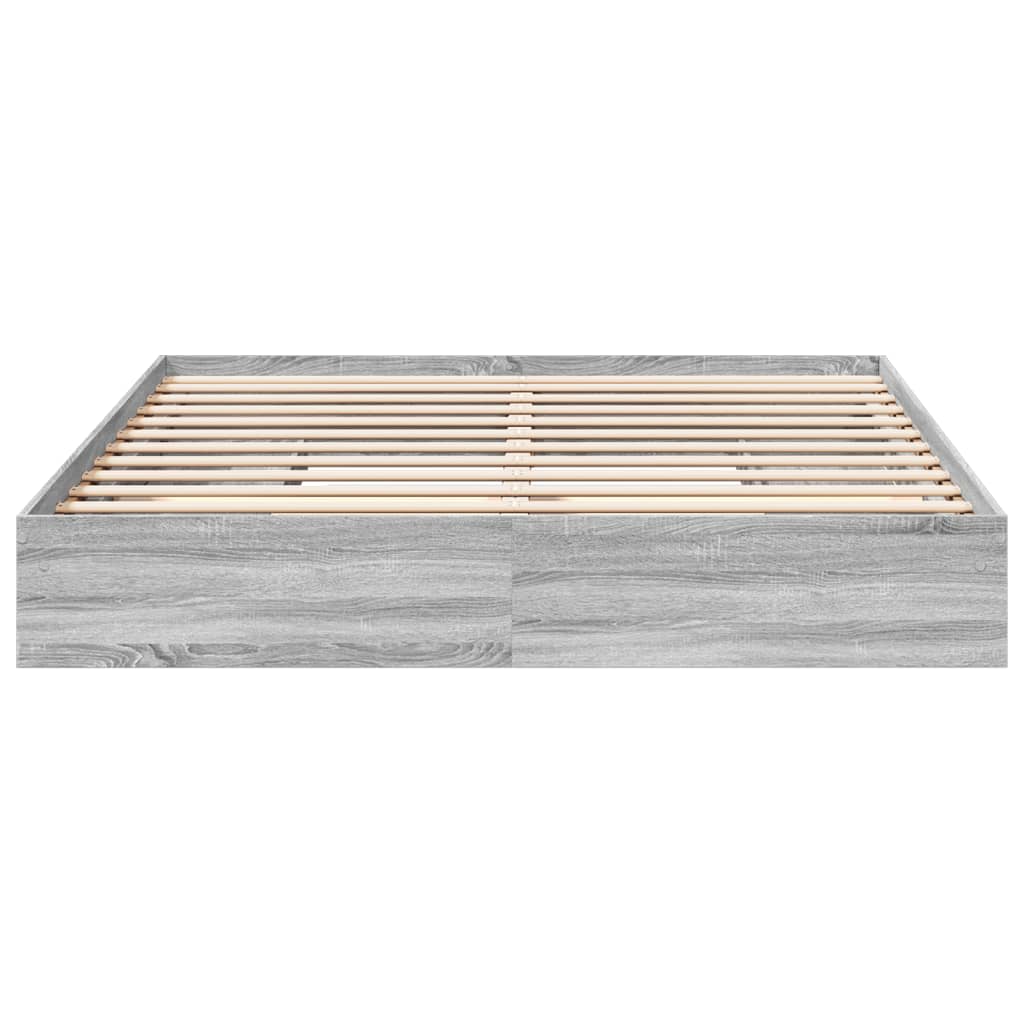 Cadre de lit avec tiroirs sans matelas sonoma gris 200x200 cm