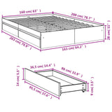 Cadre de lit avec tiroirs sans matelas sonoma gris 160x200 cm