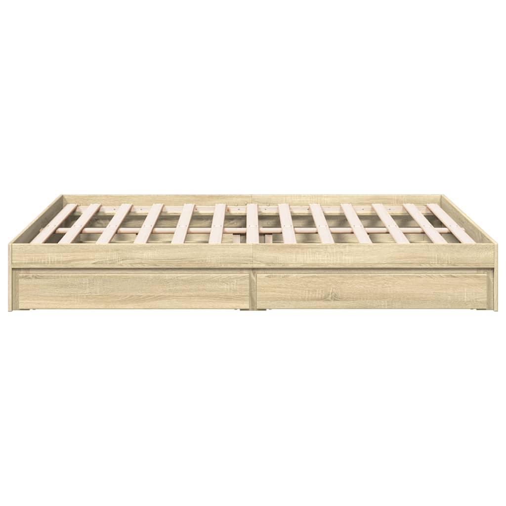 Bed frame with drawers without mattress sonoma oak 150x200 cm