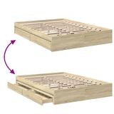 Bed frame with drawers without mattress sonoma oak 150x200 cm